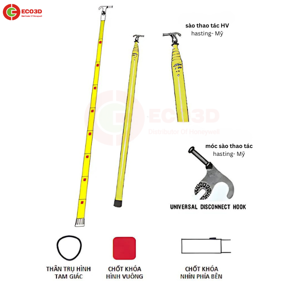 sào cách điện, bảo hộ eco3d, dụng cụ cách điện, SÀO CÁCH ĐIỆN HV-230 HASTING USA, bảo hộ ngành điện,