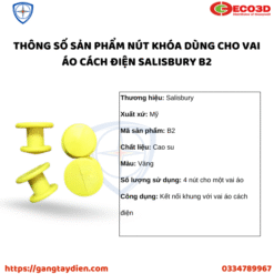 NÚT KHÓA DÙNG CHO VAI ÁO CÁCH ĐIỆN SALISBURY, bảo hộ eco3d, dụng cụ cách điện,