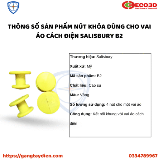 NÚT KHÓA DÙNG CHO VAI ÁO CÁCH ĐIỆN SALISBURY, bảo hộ eco3d, dụng cụ cách điện,