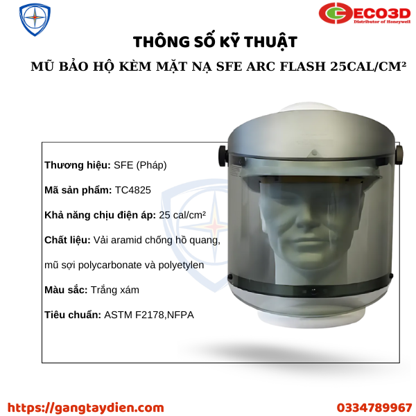 MŨ BẢO HỘ KÈM MẶT NẠ TRÙM ĐẦU SFE, bảo hộ eco3d, quần áo cách điện, 