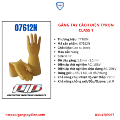 GĂNG TAY CÁCH ĐIỆN TYRON, bảo hộ eco3d, găng tay cách điện, PIP,