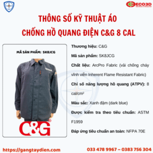 ÁO CHỐNG HỒ QUANG ĐIỆN, ÁO CHỐNG HỒ QUANG ĐIỆN C&G, c&g, quần áo bảo hộ điện, quần áo chống hồ quang,