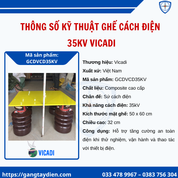 Ghế cách điện 35KV, Vicadi, ghế 35kV Vicadi, dụng cụ cách điện