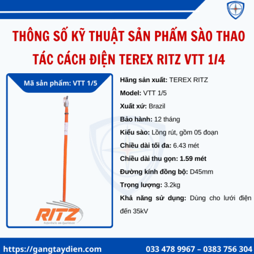 Sào thao tác cách điện Terex Ritz, Sào thao tác Terex Ritz, Sào thao tác, Sào thao tác cao áp