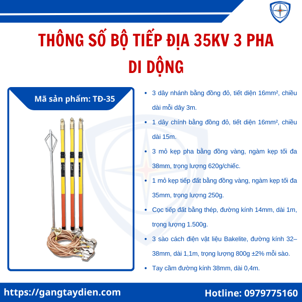 Bộ tiếp địa 35kv 3 pha di dộng tđ-35 việt nam