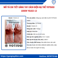 Găng tay cách điện hạ thế YOTSUGI 1000V, bao tay cách điện hạ thế 1000V, găng tay Yotsugi, địa chỉ mua găng tay cách điện Yotsugi, găng tay 1000V yotsugi,