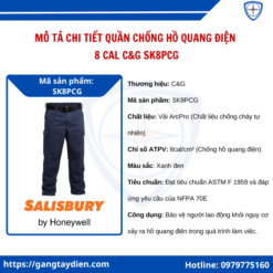 Quần chống hồ quang điện 8 cal C&G, Quần chống hồ quang điện CG, quần chống hồ quang 8cal, quần bảo hộ cách điện 8 cal, quần hồ quang điện 8 cal,